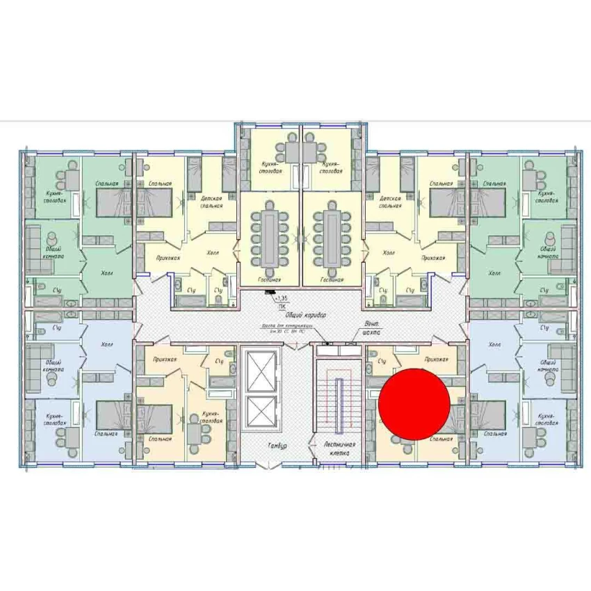 1-комнатная квартира 35.73 м²  1/1 этаж