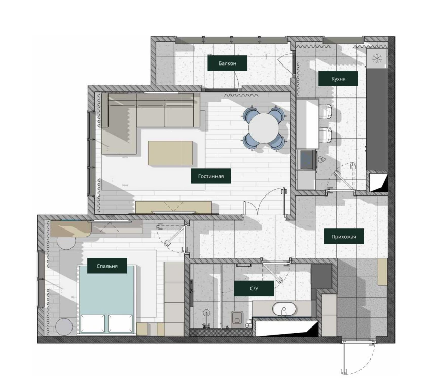 2-комнатная квартира 69.12 м²  18/18 этаж