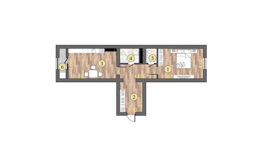 2-комнатная квартира 73.9 м²  4/16 этаж | Жилой комплекс ISLOMOBOD