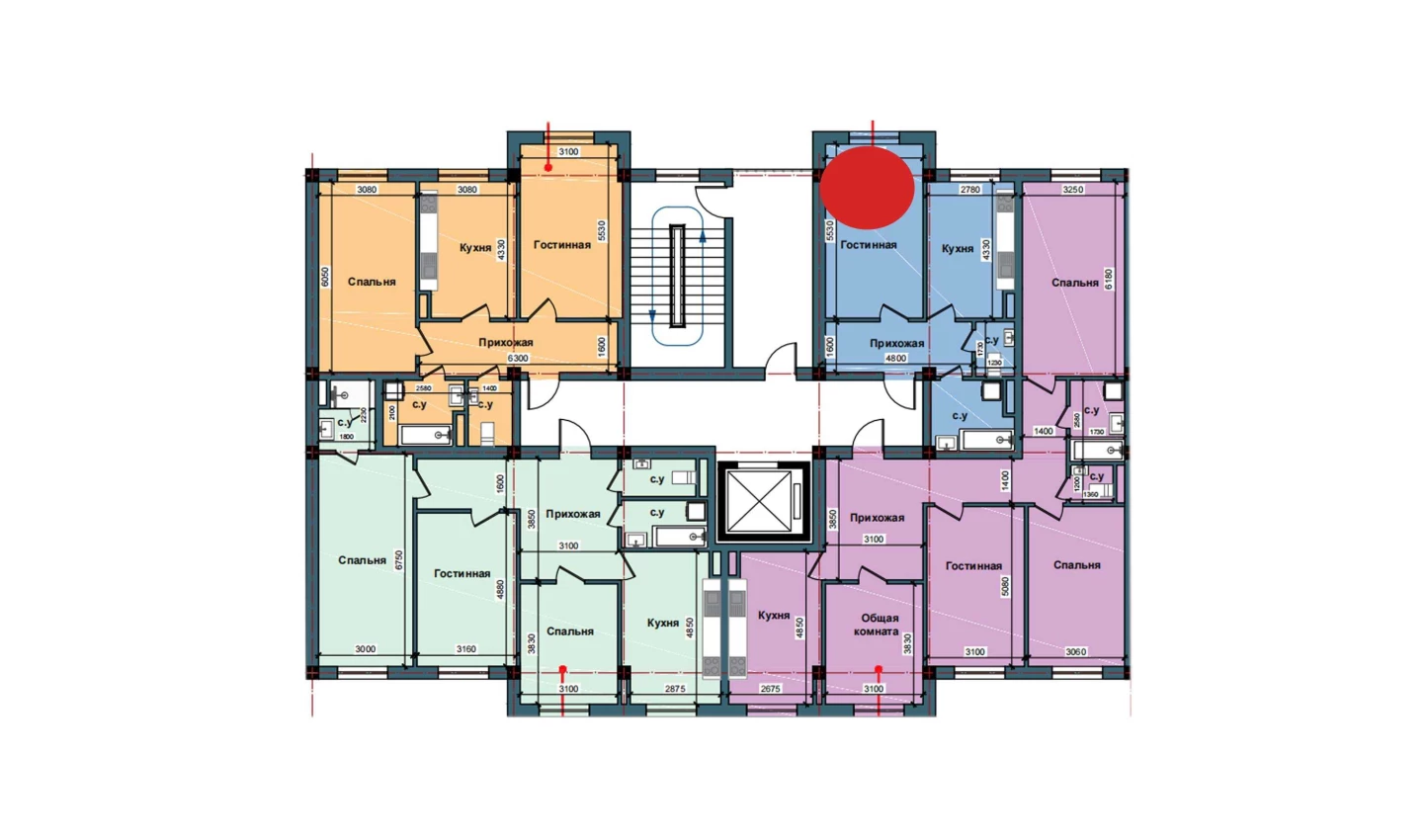 1-комнатная квартира 46.5 м²  2/2 этаж