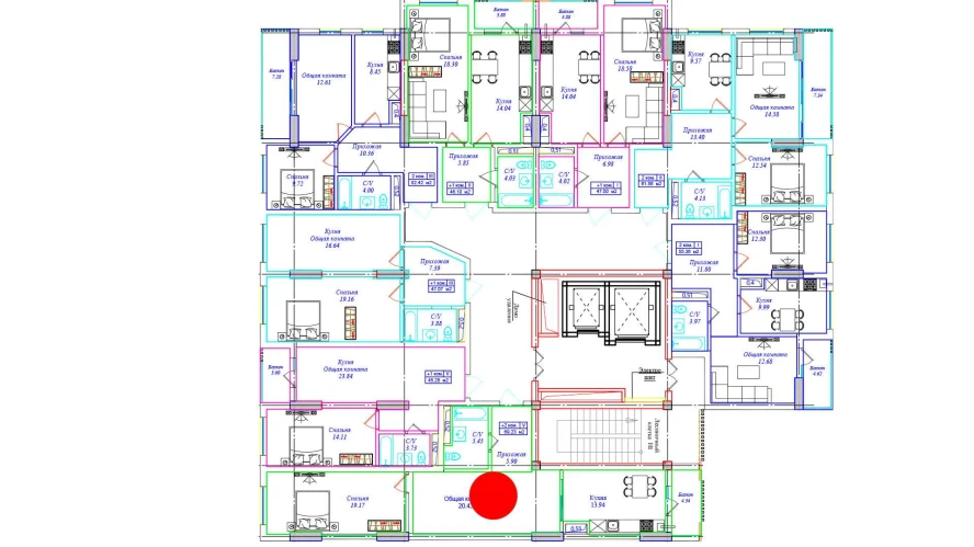 2-комнатная квартира 69.23 м²  6/6 этаж