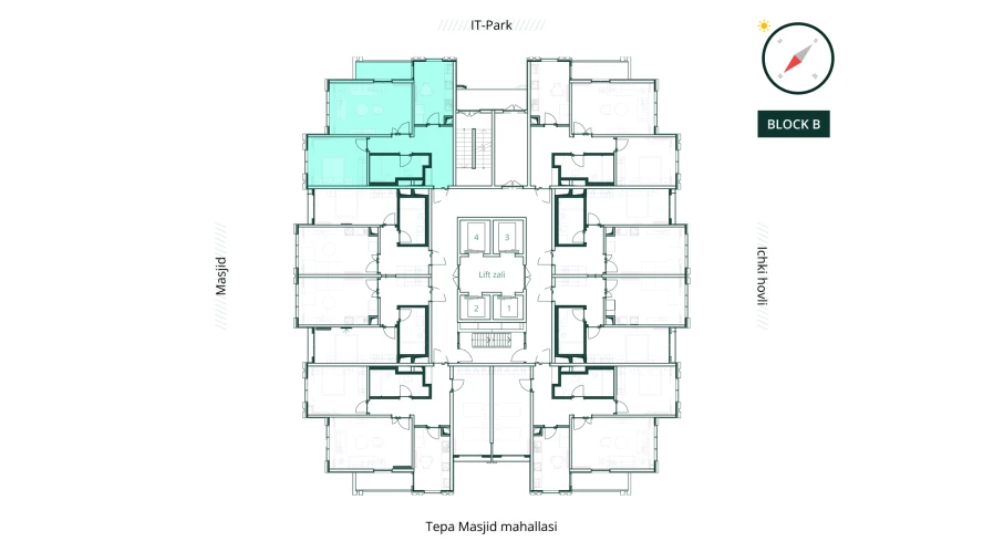 2-xonali xonadon 69.12 m²  21/21 qavat