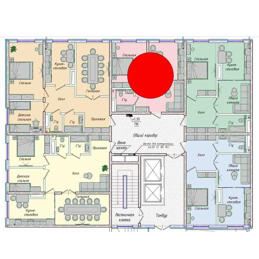 1-комнатная квартира 43.98 м²  1/1 этаж