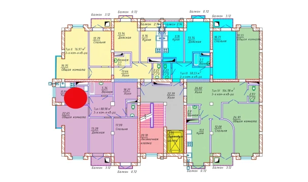 3-xonali xonadon 88.98 m²  6/10 qavat | Samarqand Park Avenue Turar-joy majmuasi