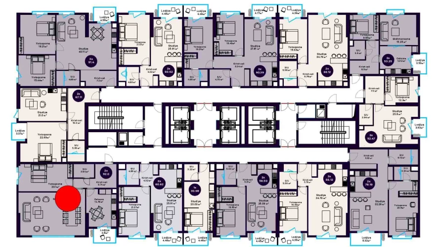 2-комнатная квартира 92 м²  3/3 этаж