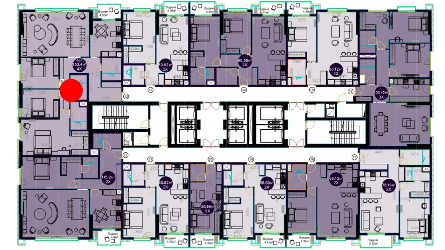 4-xonali xonadon 153.4 m²  18/18 qavat