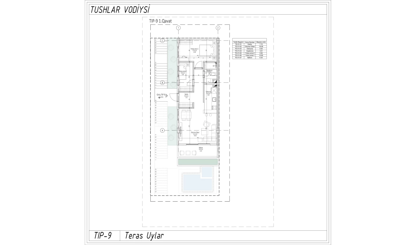 3-комнатная квартира 56.395 м²  2/2 этаж