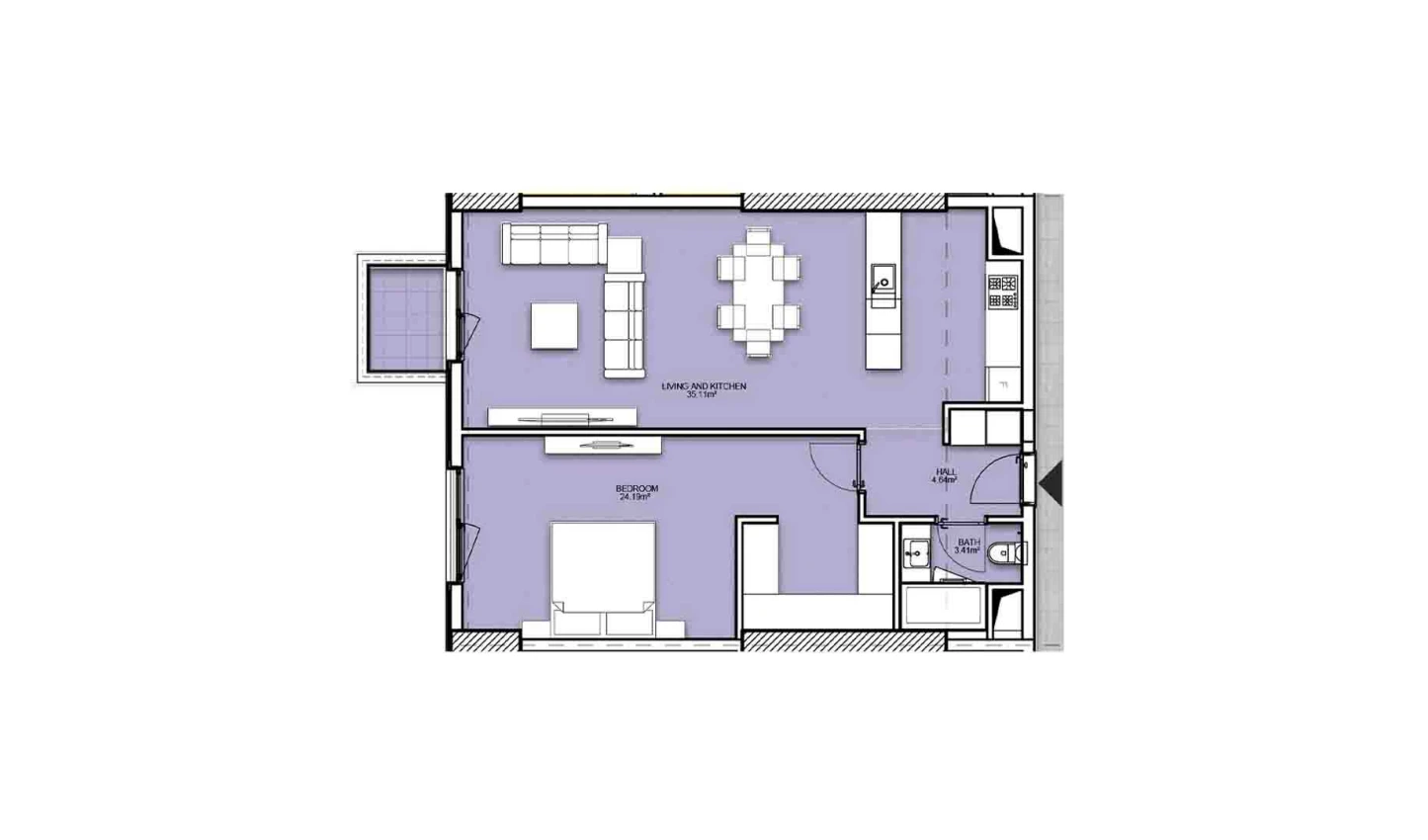 2-комнатная квартира 71.36 м²  5/5 этаж