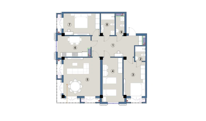 4-xonali xonadon 246 m²  1/9 qavat | FLORYA RESIDENCE Turar-joy majmuasi