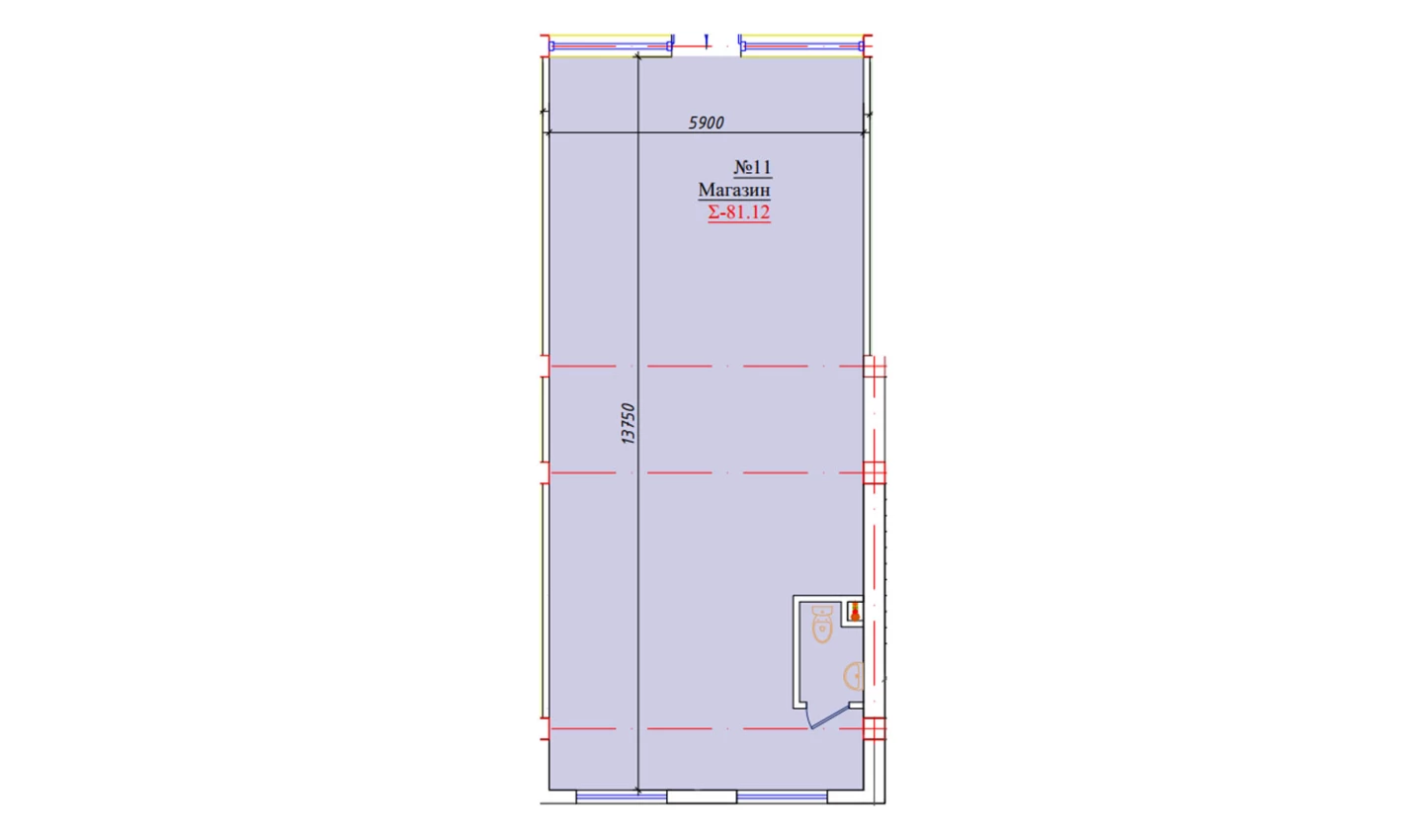 1-комнатная квартира 81.12 м²  1/1 этаж