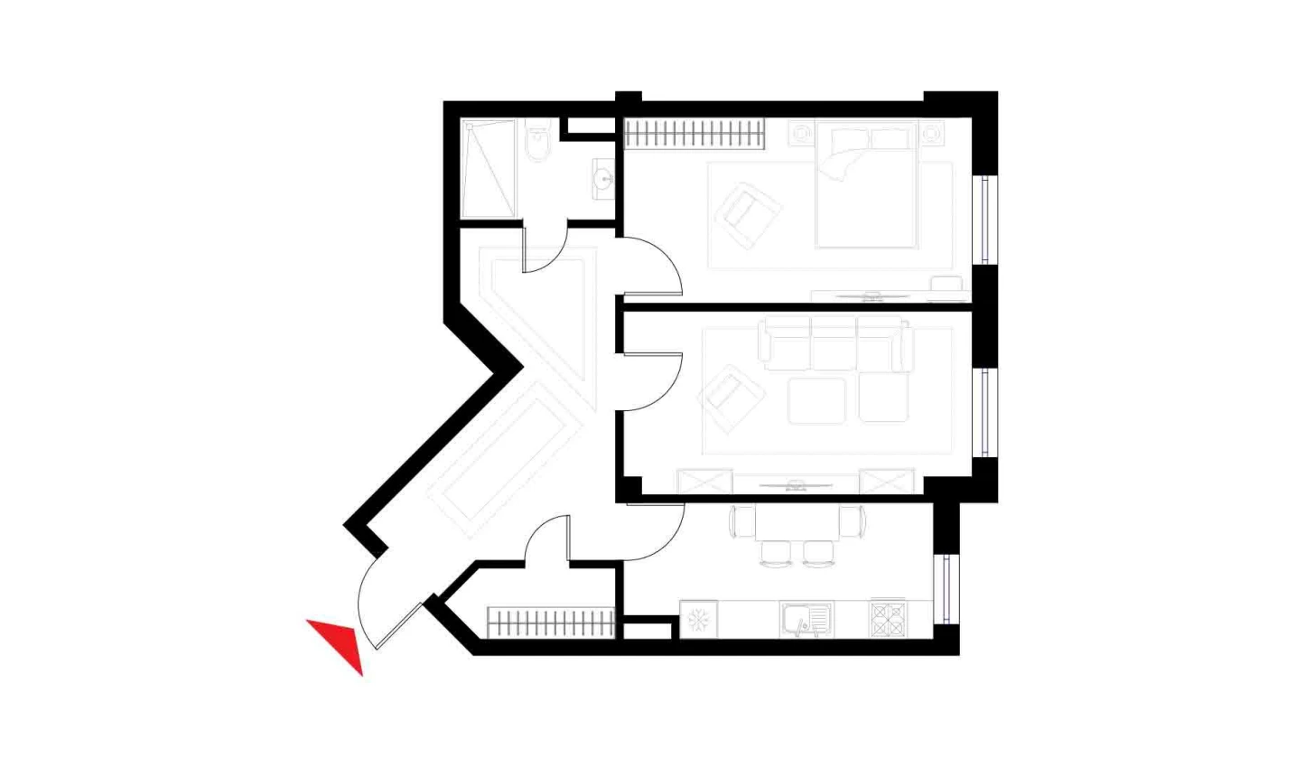 2-комн. квартира 64.3 м²  3/6 этаж | Жилой комплекс CHOSHTEPA GARDEN