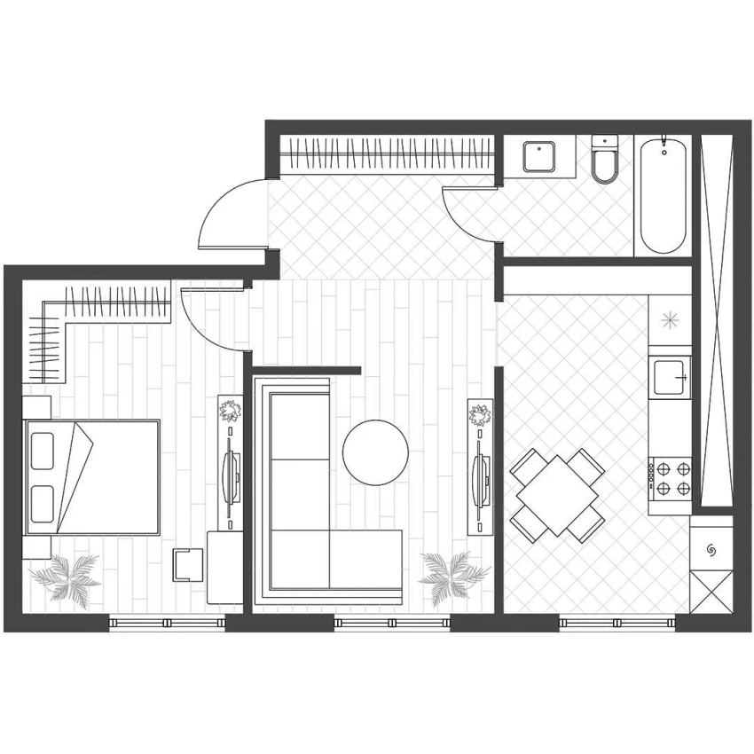 2-комнатная квартира 52 м²  14/14 этаж