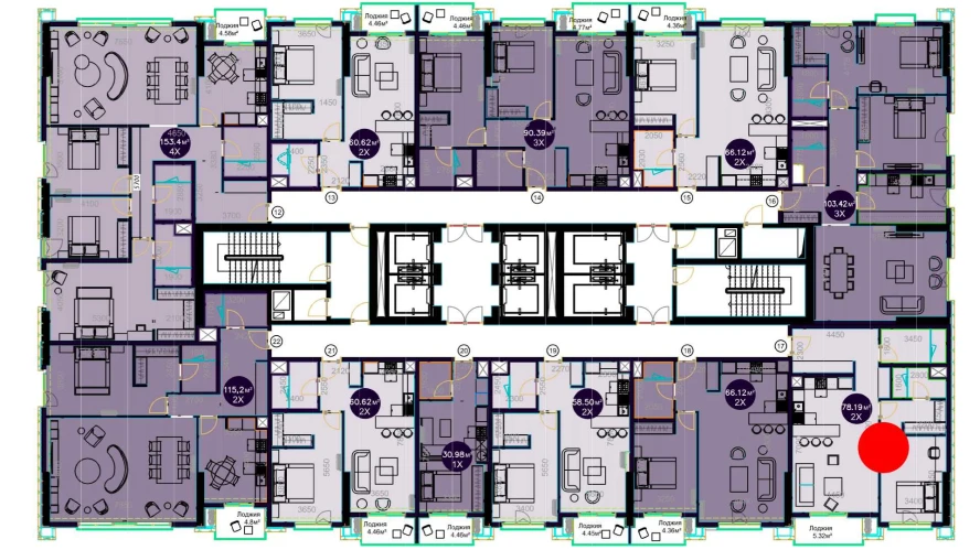 2-комнатная квартира 78.19 м²  12/12 этаж