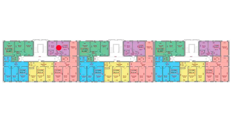 1-комнатная квартира 43.65 м²  4/4 этаж