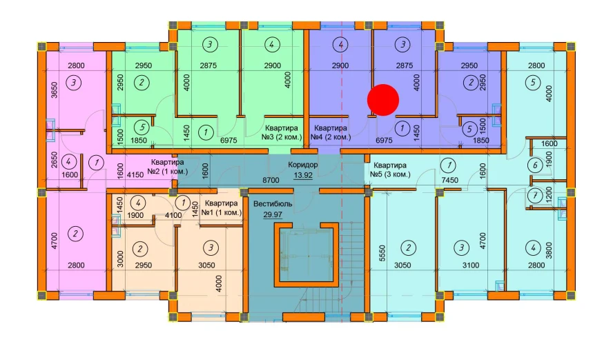 2-комнатная квартира 44.71 м²  1/1 этаж