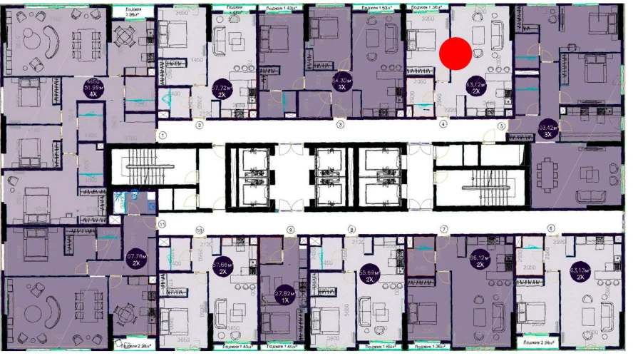 2-комнатная квартира 63.12 м²  2/2 этаж