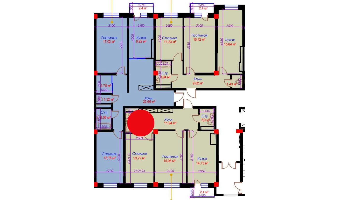 2-комнатная квартира 67.15 м²  9/9 этаж