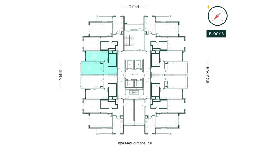 2-xonali xonadon 47.59 m²  24/24 qavat