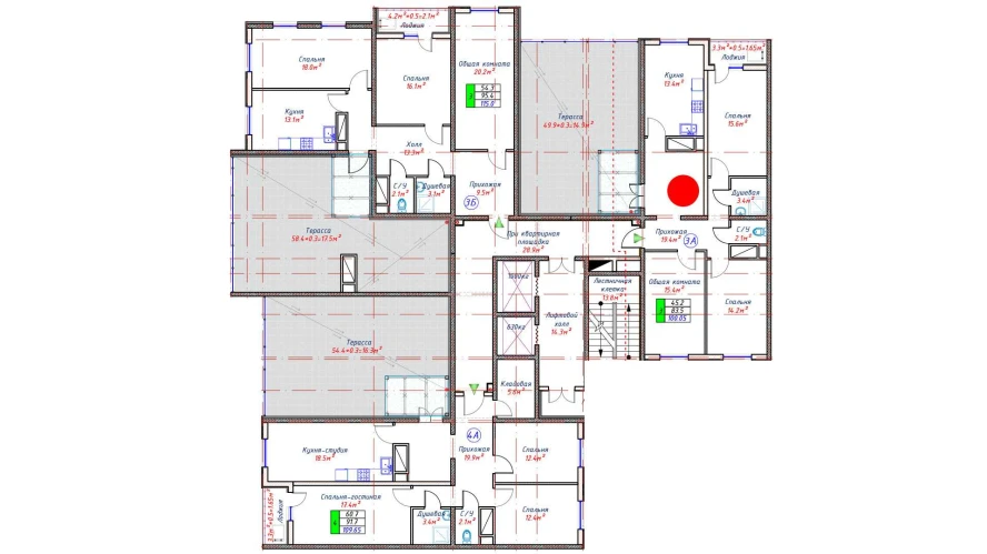 2-комнатная квартира 83.5 м²  16/16 этаж