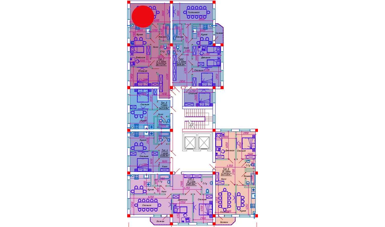 3-комнатная квартира 77.37 м²  4/4 этаж