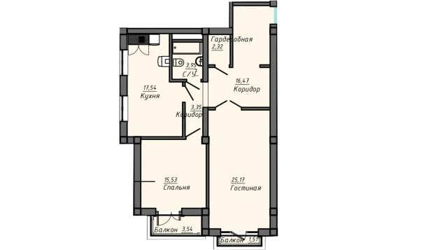 2-xonali xonadon 85.84 m²  4/10 qavat | Samarqand Park Avenue Turar-joy majmuasi