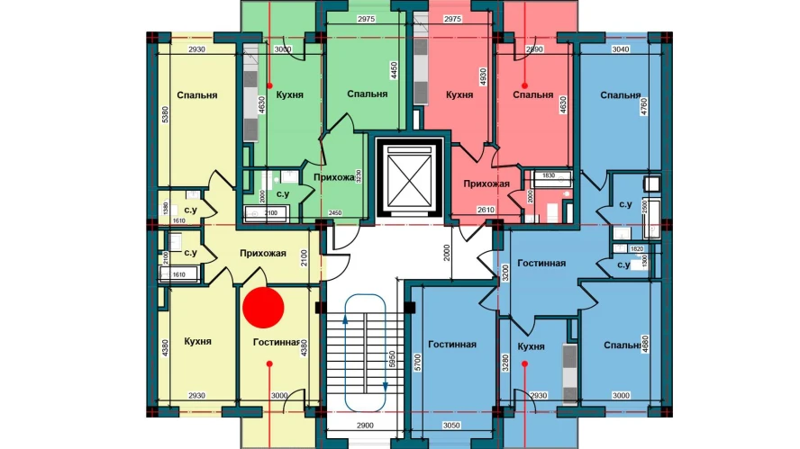 2-xonali xonadon 63.8 m²  7/7 qavat