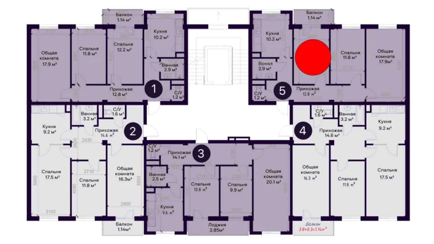 3-комнатная квартира 70.1 м²  3/3 этаж