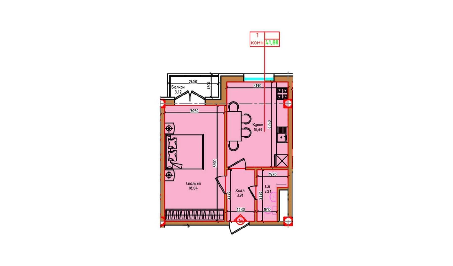 1-xonali xonadon 38.76 m²  2/2 qavat