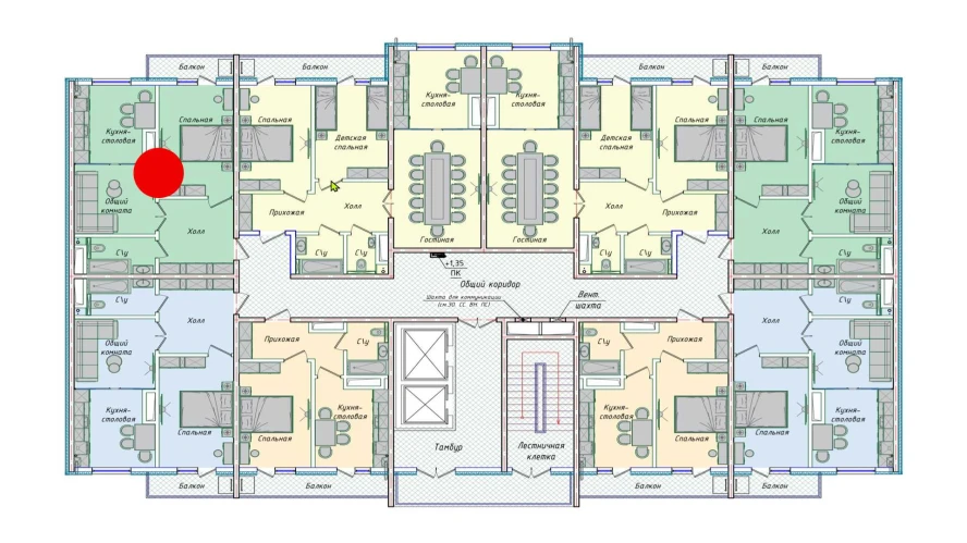 2-xonali xonadon 50.7 m²  16/16 qavat