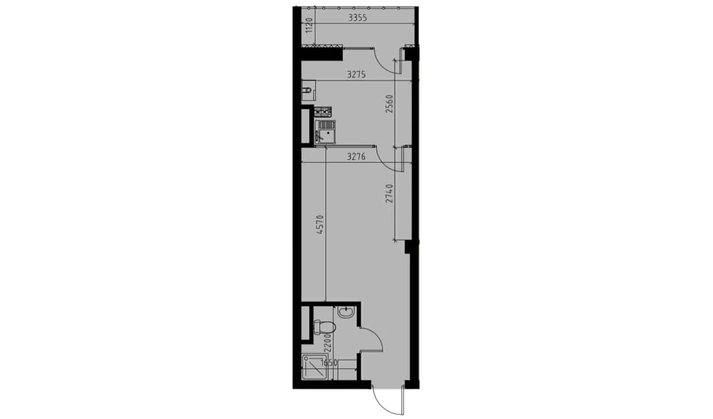 1-комнатная квартира 30.31 м²  3/3 этаж