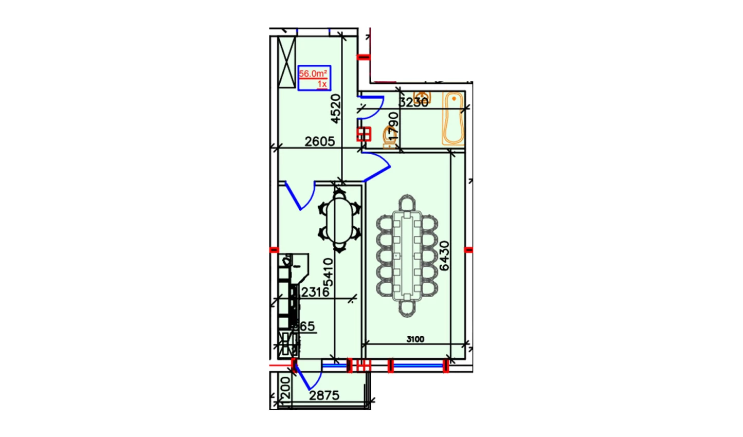 1-xonali xonadon 56 m²  5/5 qavat