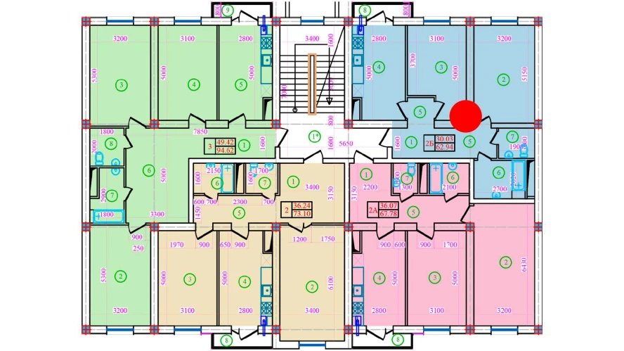 2-комнатная квартира 62.94 м²  2/2 этаж