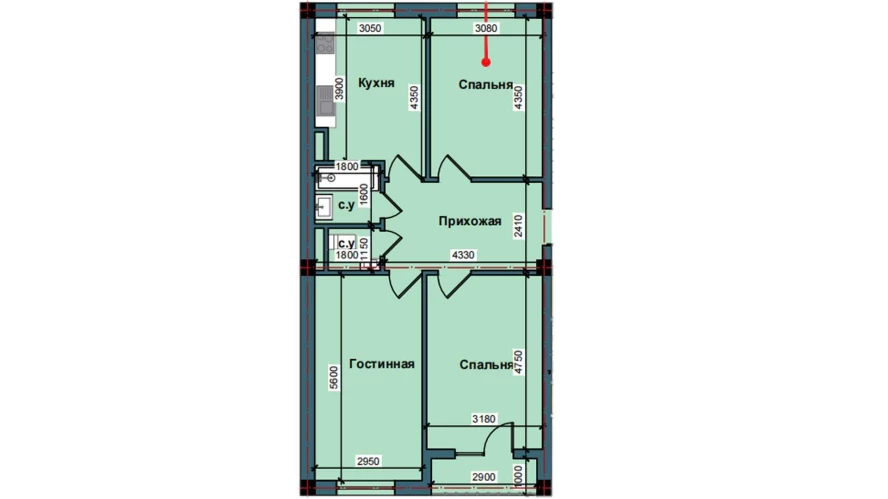 3-xonali xonadon 77.8 m²  8/8 qavat