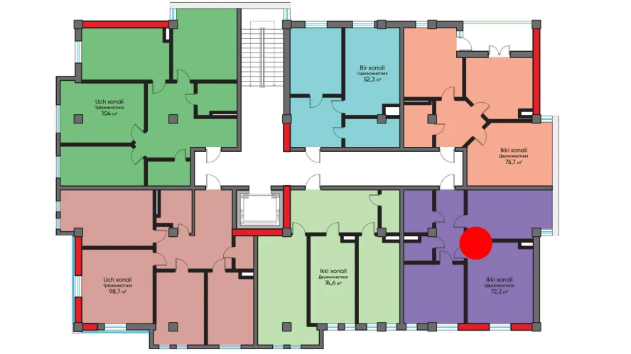 2-комнатная квартира 72.2 м²  9/9 этаж