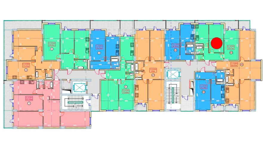 2-комнатная квартира 59.47 м²  2/2 этаж