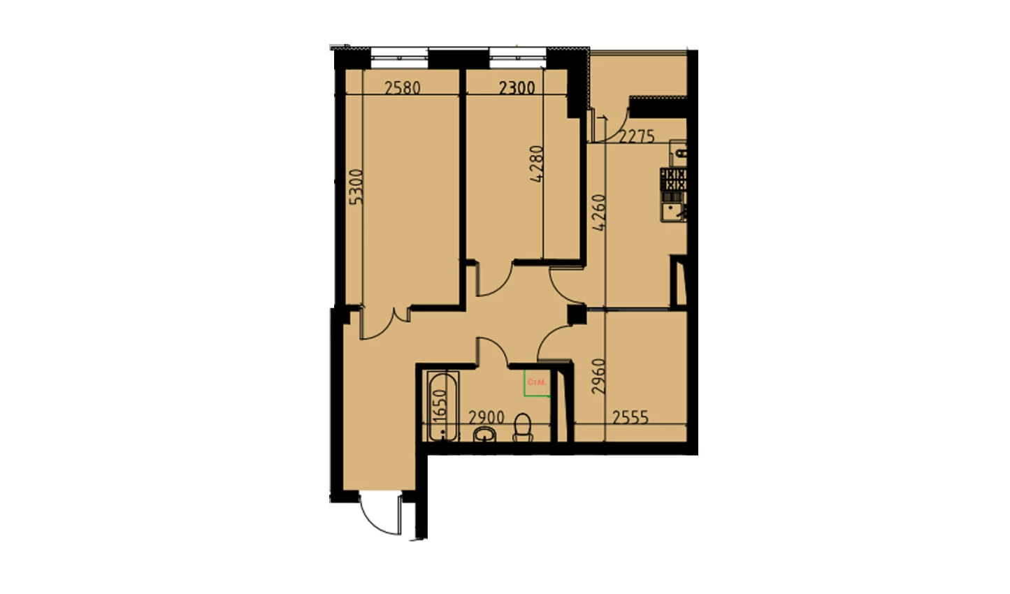 2-комнатная квартира 60.35 м²  10/10 этаж