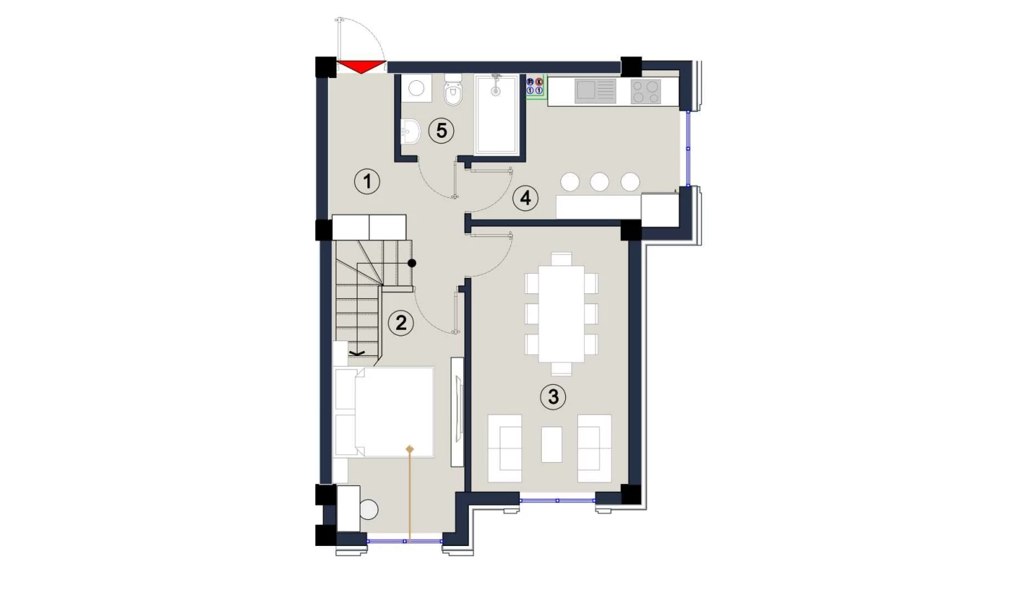 2-xonali xonadon 52.5 m²  1/1 qavat