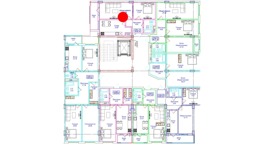 2-комнатная квартира 60.36 м²  4/4 этаж