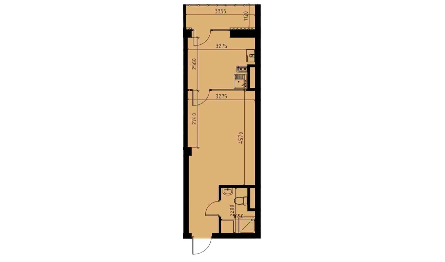 1-комнатная квартира 30.31 м²  6/6 этаж