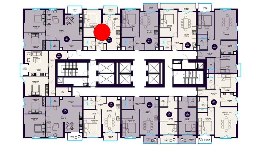 2-xonali xonadon 57.5 m²  13/13 qavat