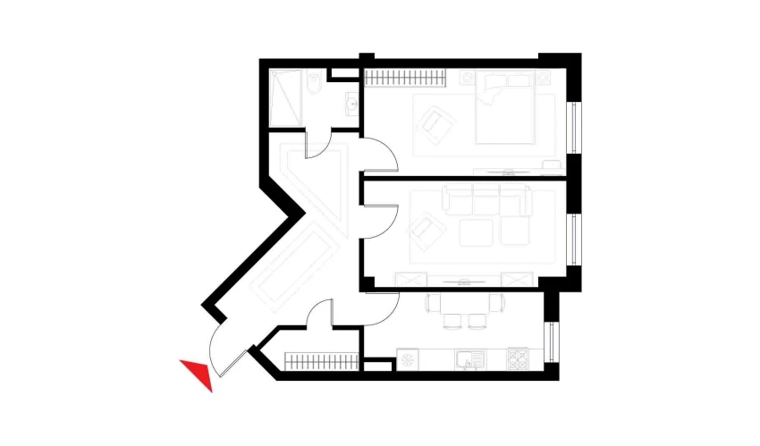 2-xonali xonadon 64.3 m²  6/6 qavat | CHOSHTEPA GARDEN Turar-joy majmuasi