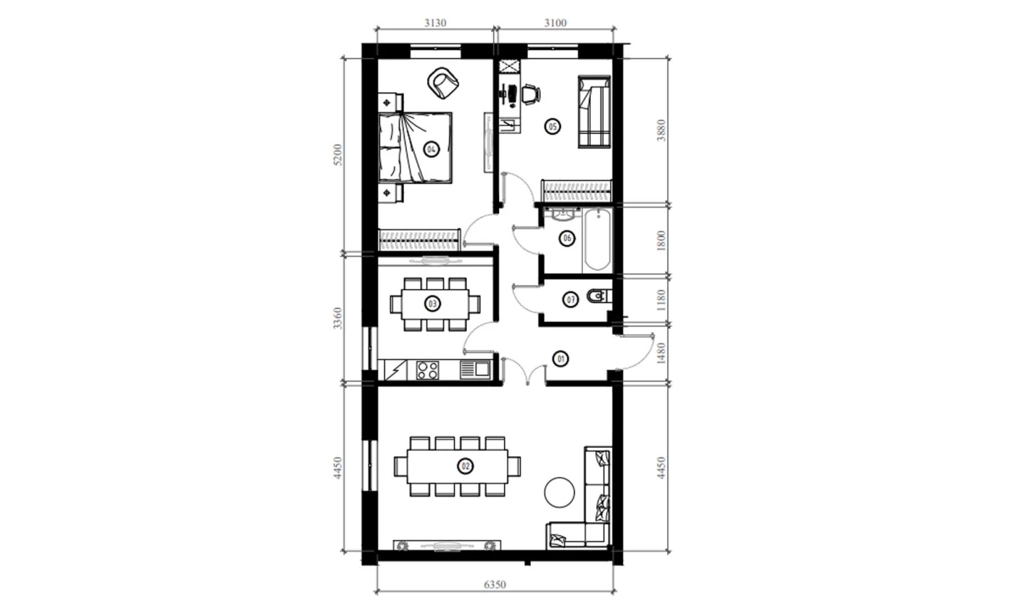 3-xonali xonadon 80.3 m²  5/5 qavat