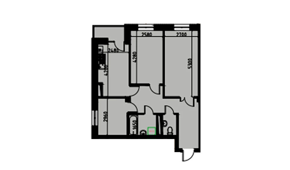 3-комнатная квартира 62.02 м²  8/8 этаж