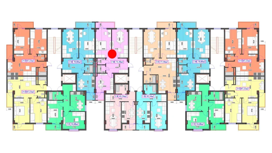 2-xonali xonadon 71.5 m²  3/7 qavat | O'ZBEGIM Turar-joy majmuasi