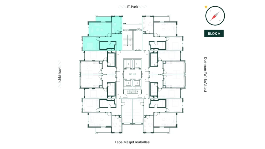 2-xonali xonadon 69.12 m²  6/6 qavat