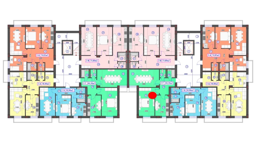 2-комнатная квартира 64.36 м²  0/0 этаж