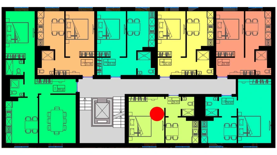 1-xonali xonadon 30 m²  2/2 qavat