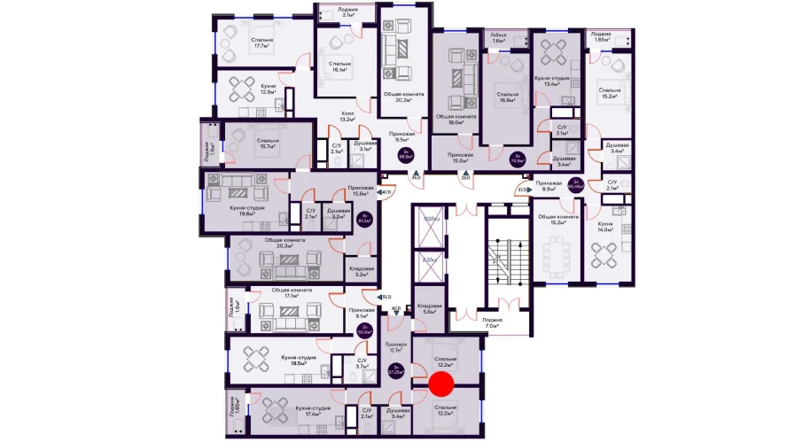 3-комнатная квартира 67.25 м²  15/15 этаж