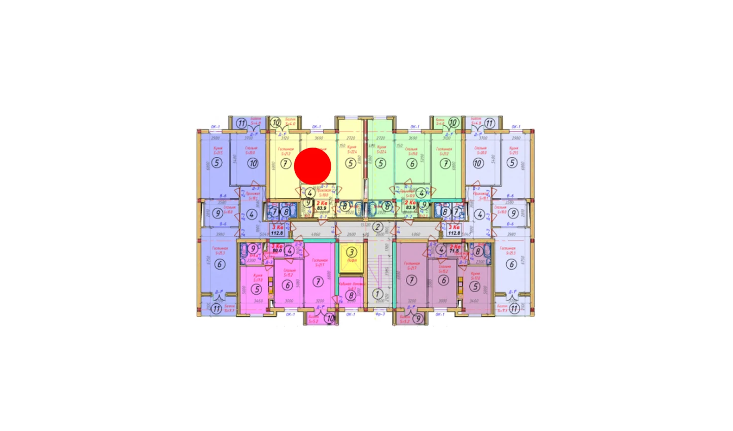 2-комнатная квартира 82.8 м²  8/8 этаж