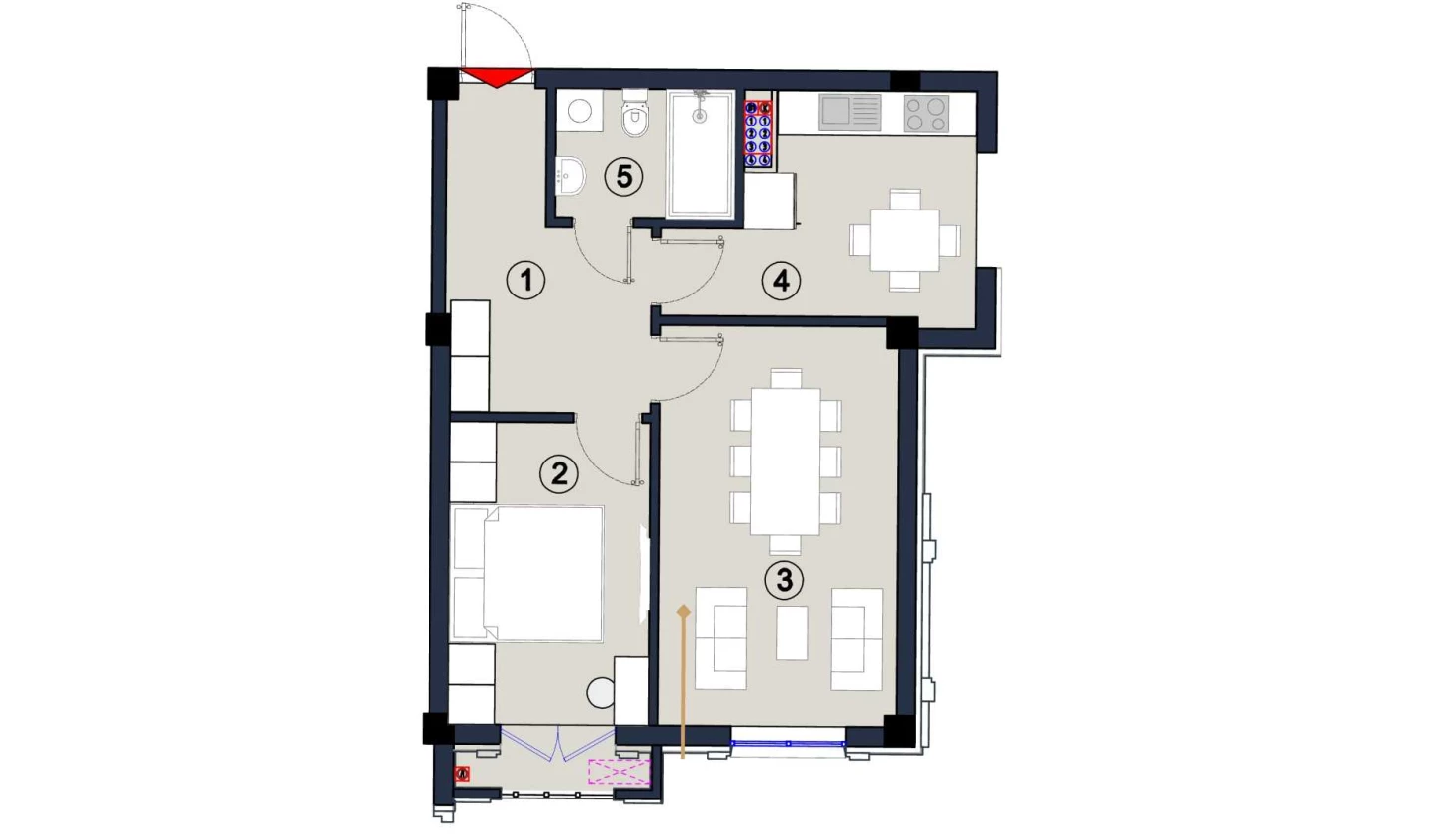 2-комнатная квартира 51 м²  5/5 этаж